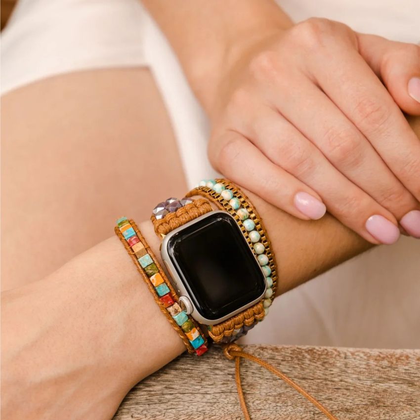 Boho Emperor Apple Watch Strap – Jasper & Agate Healing Crystal Band