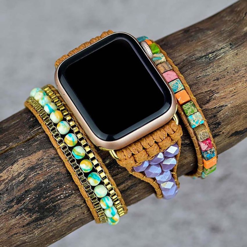 Boho Emperor Apple Watch Strap – Jasper & Agate Healing Crystal Band