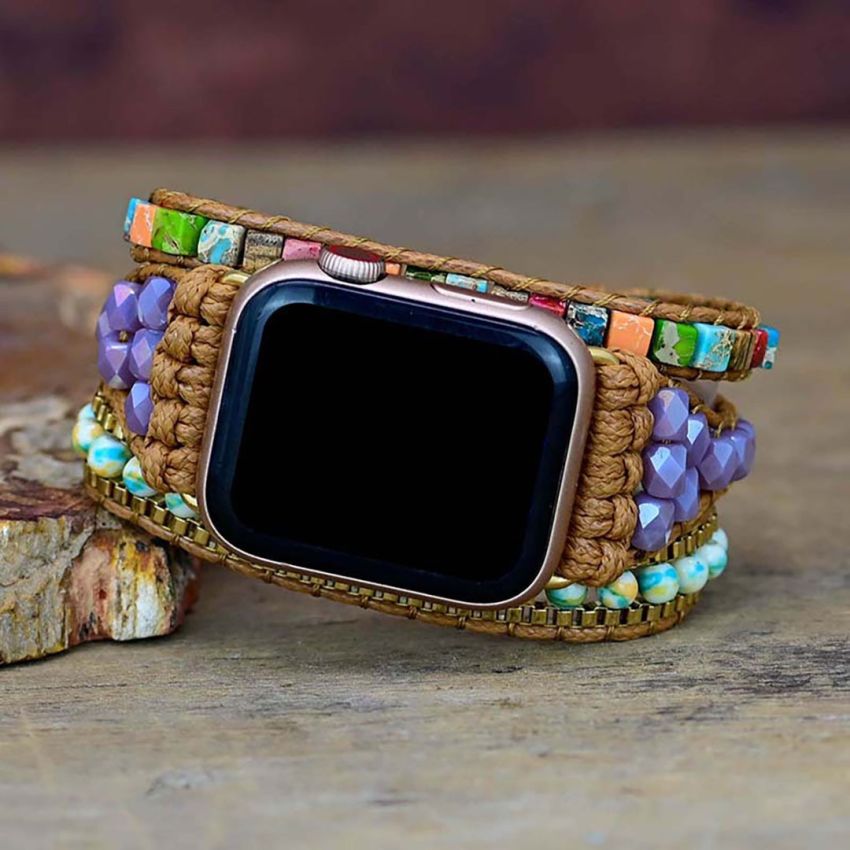 Boho Emperor Apple Watch Strap – Jasper & Agate Healing Crystal Band