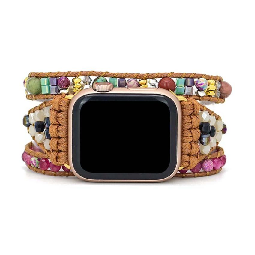 Confident Goddess Apple Watch Strap – Pink Agate & Imperial Jasper Crystal Band