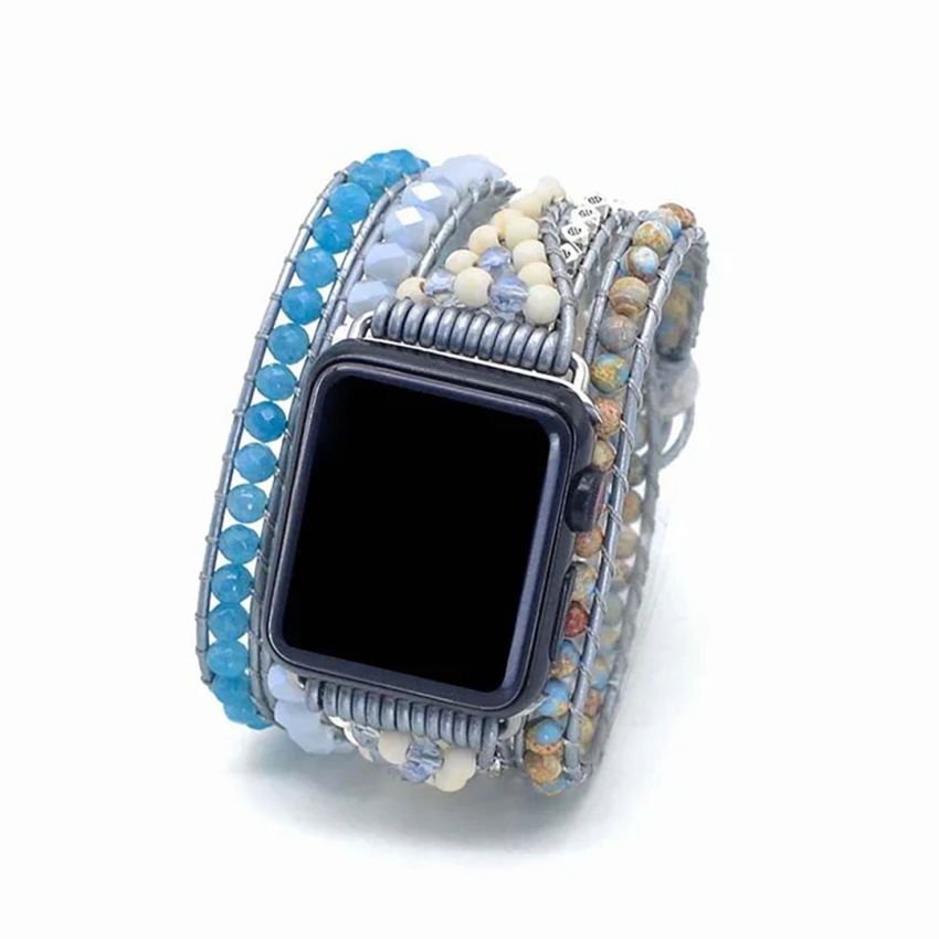 Healing Topaz Apple Watch Strap – Handmade Crystal & Leather Band