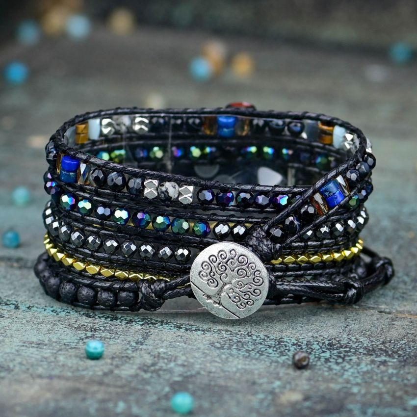 Nightfall Bohemian Wrapsody Bracelet Band for Apple Watch – Handmade Natural Stone Wrap