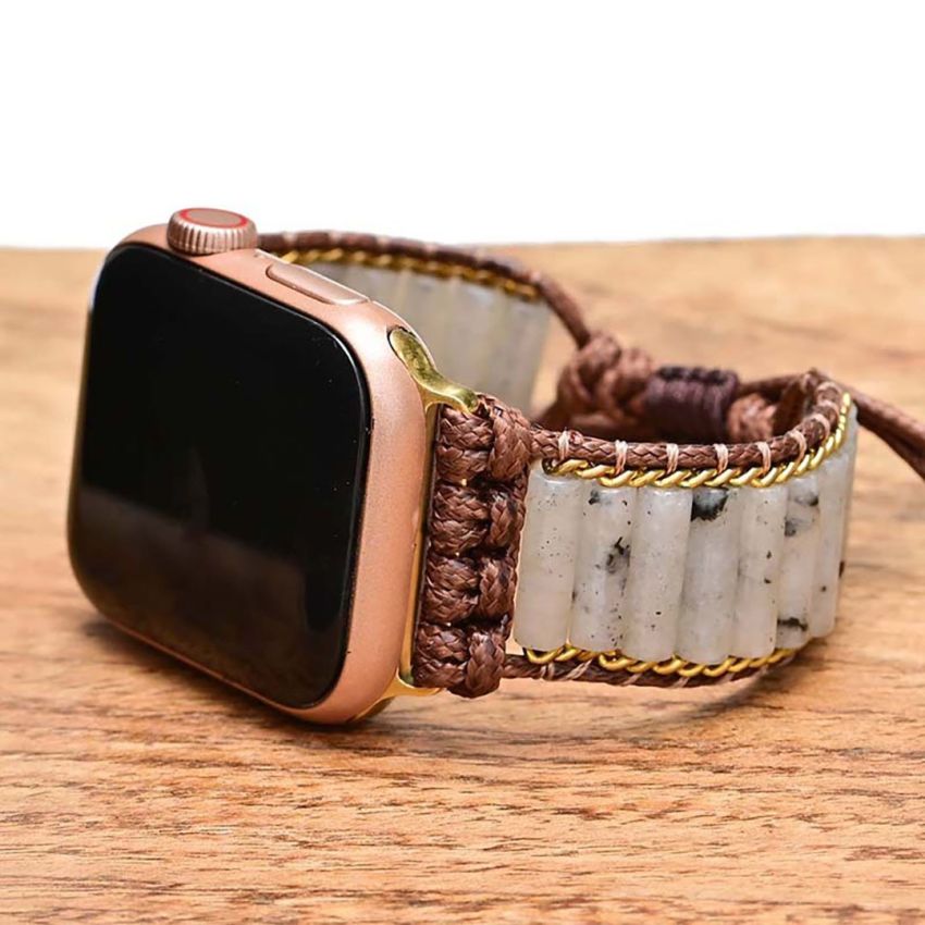 Boho Handmade Labradorite Apple Watch Strap – Natural Stone Healing Bracelet