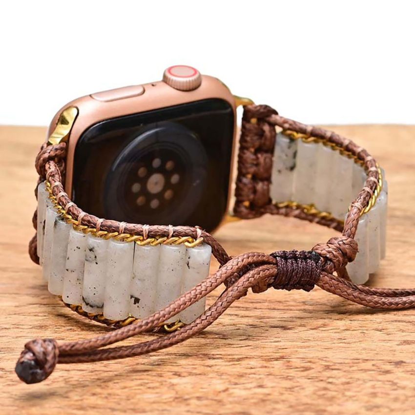 Boho Handmade Labradorite Apple Watch Strap – Natural Stone Healing Bracelet