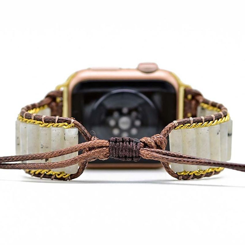 Boho Handmade Labradorite Apple Watch Strap – Natural Stone Healing Bracelet