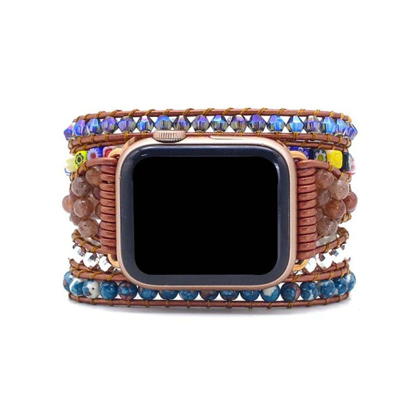 Imperial Flower Protection Wrap Bracelet – Boho Healing Crystal Leather Bracelet