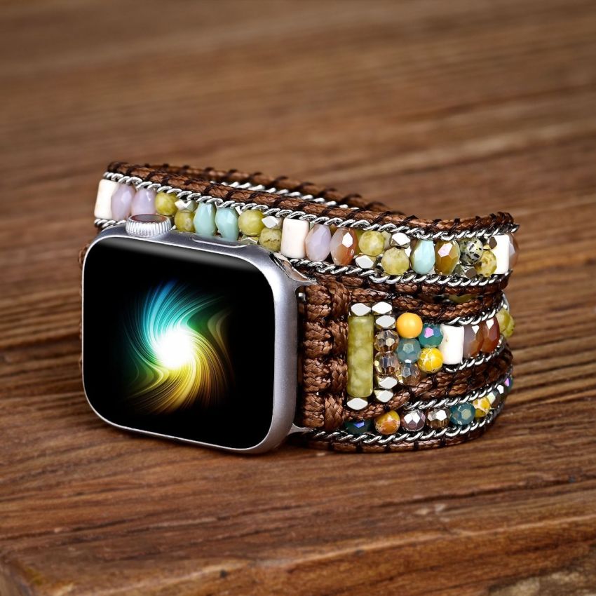 Boho Beaded Apple Watch Band – Handmade Bracelet Strap for Series 10/9/8/7/6/SE (38–49mm)