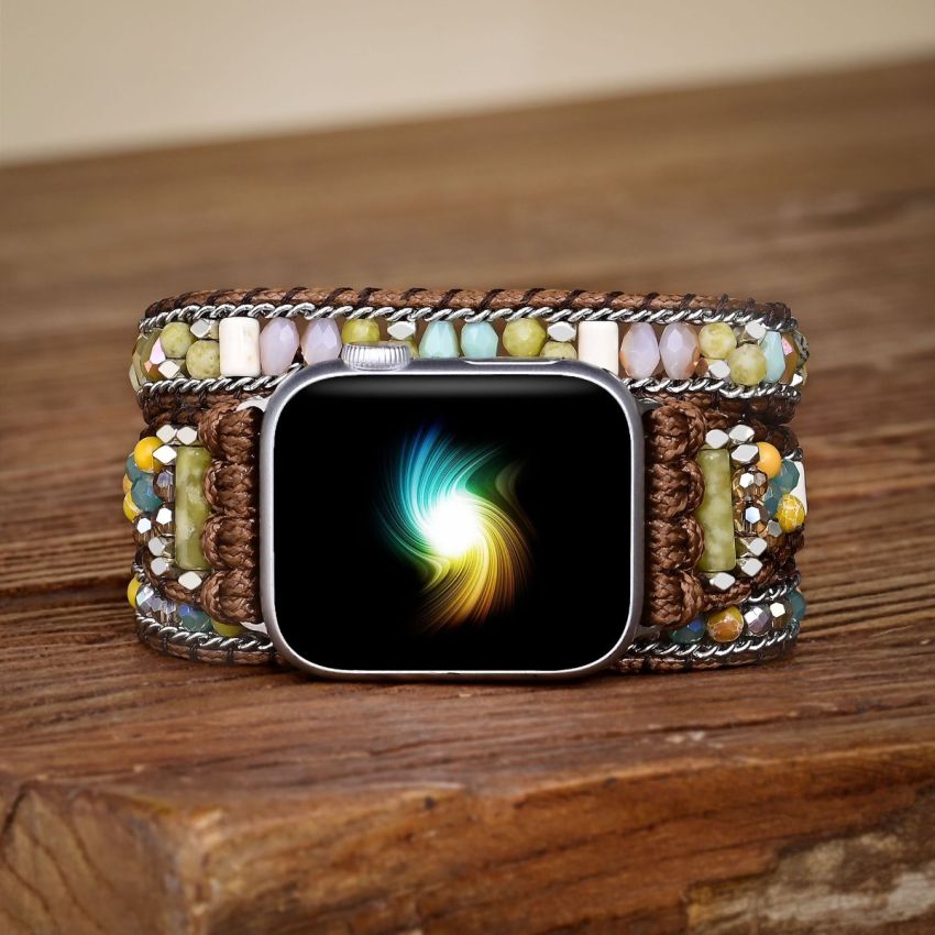 Boho Beaded Apple Watch Band – Handmade Bracelet Strap for Series 10/9/8/7/6/SE (38–49mm)