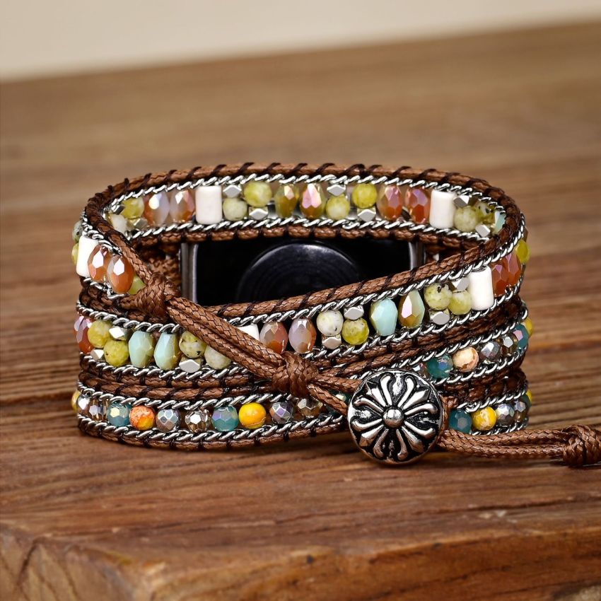 Boho Beaded Apple Watch Band – Handmade Bracelet Strap for Series 10/9/8/7/6/SE (38–49mm)
