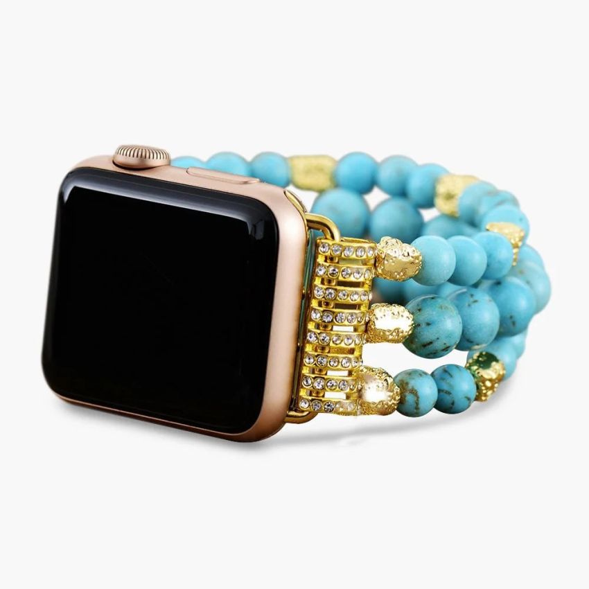 Turquoise Dream Stretch Apple Watch Band – Handmade Natural Stone Beaded Bracelet Strap (38–45mm)