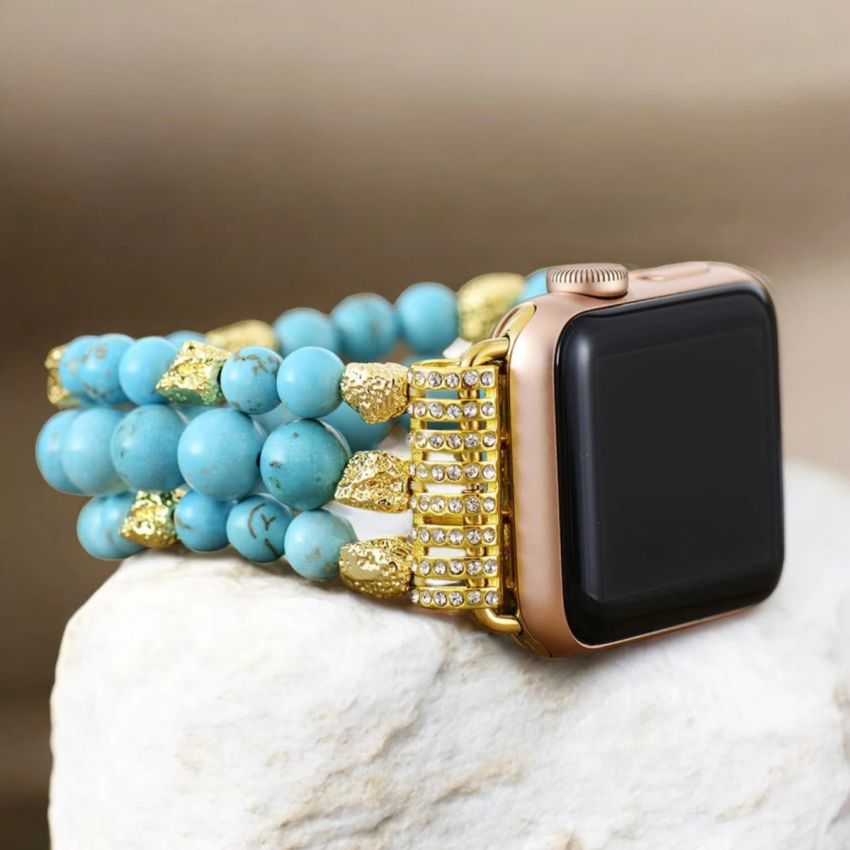 Turquoise Dream Stretch Apple Watch Band – Handmade Natural Stone Beaded Bracelet Strap (38–45mm)