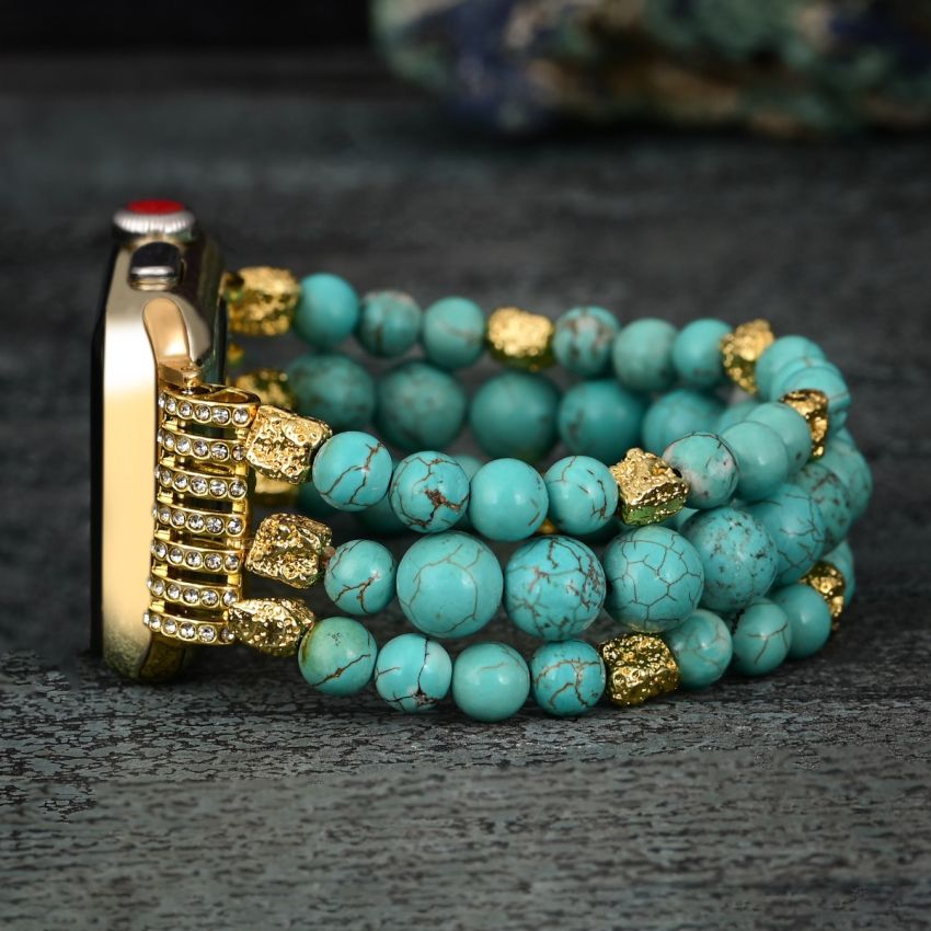 Turquoise Dream Stretch Apple Watch Band – Handmade Natural Stone Beaded Bracelet Strap (38–45mm)