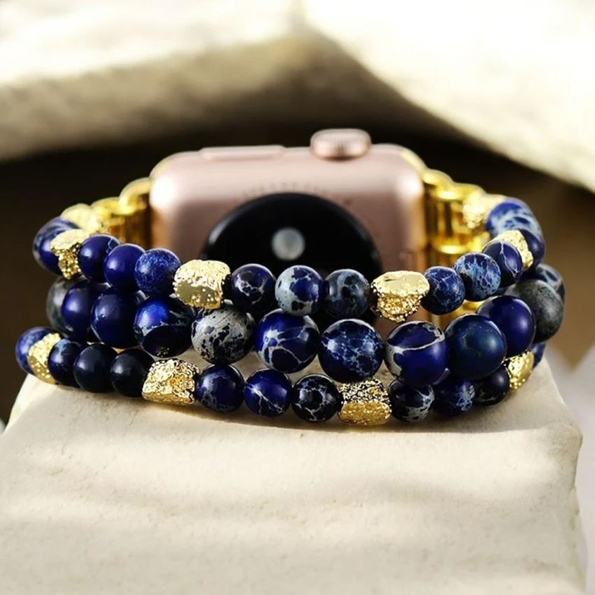 Emperor Jasper Royal Stretch Apple Watch Band – Bold & Courageous Natural Stone Bracelet (38–45mm)