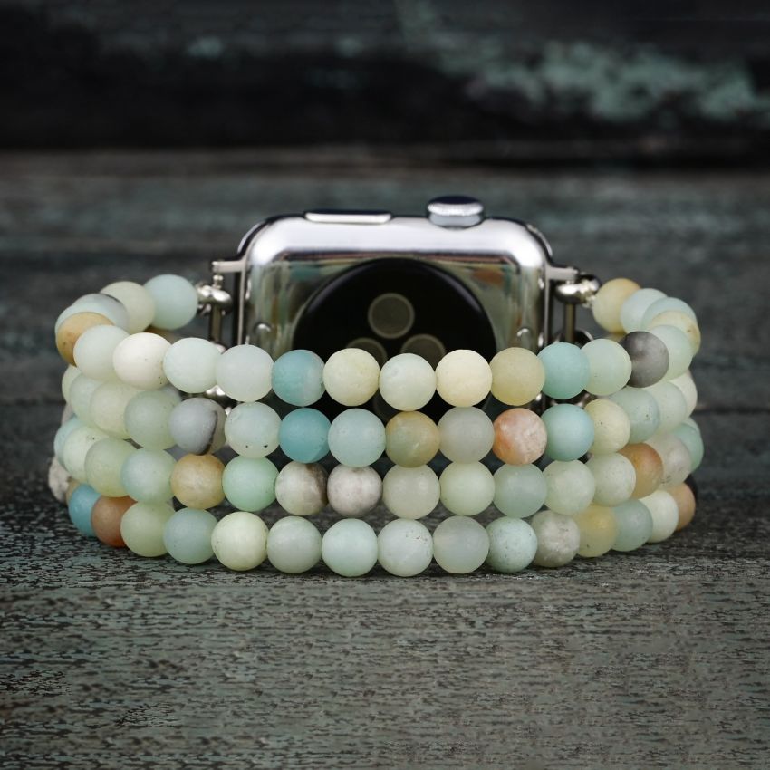 Amazonite Dream Inspiration Apple Watch Band – Calming Natural Stone Stretch Strap (38–45mm)