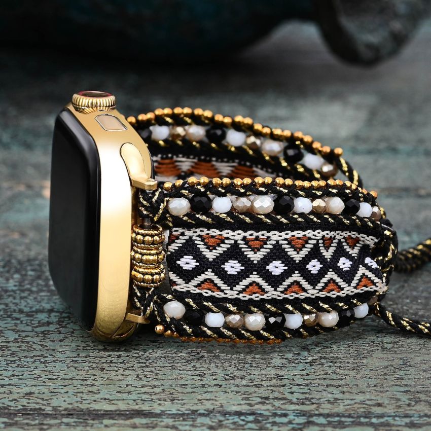 Free Spirit Tribal Apple Watch Band – Handmade Stretch Woven Nylon Strap (38–49mm)