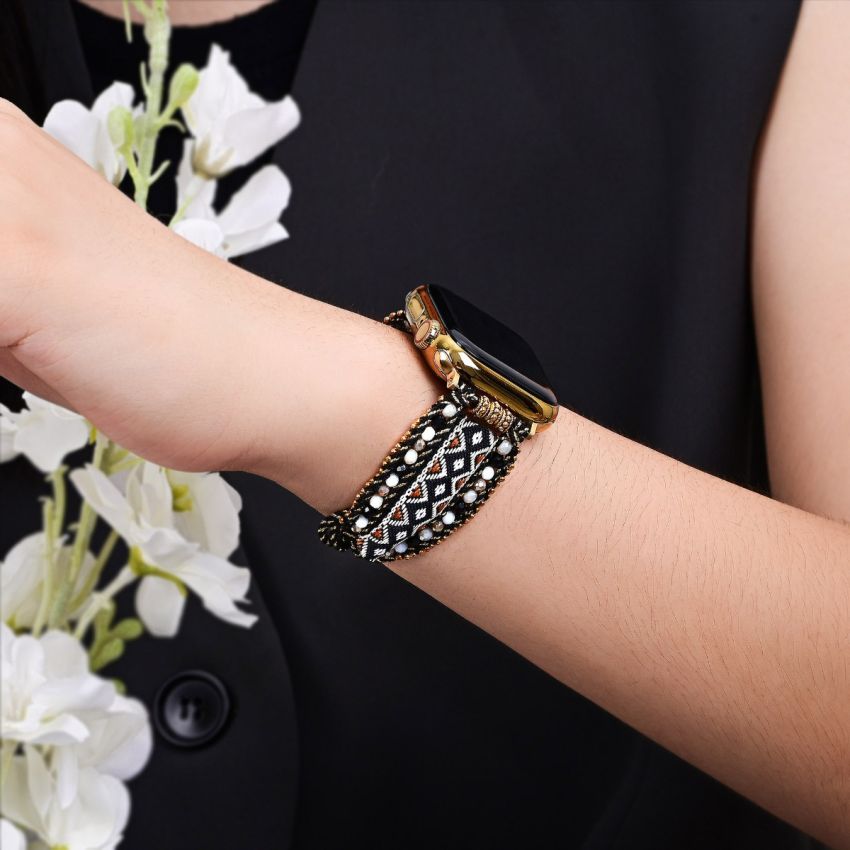 Free Spirit Tribal Apple Watch Band – Handmade Stretch Woven Nylon Strap (38–49mm)