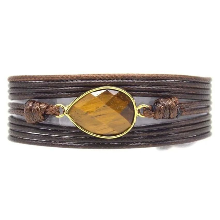 Handmade Natural Tiger’s Eye Gemstone Wrap Bracelet