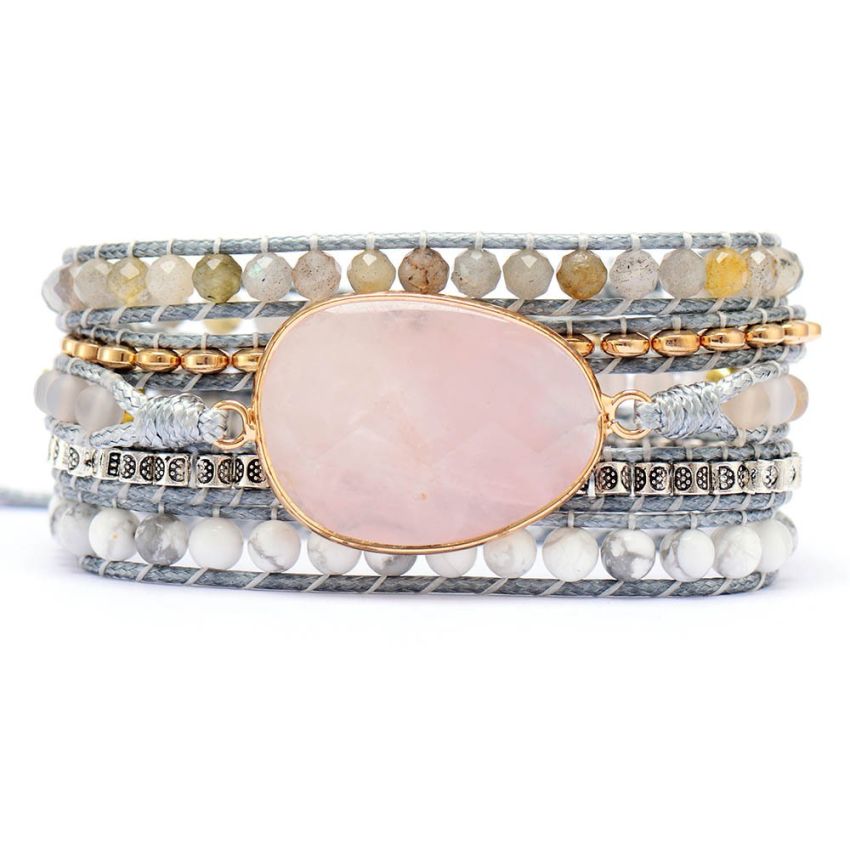Rose Quartz Loving Wrap Bracelet – Handmade Heart Chakra Healing Crystal Jewelry