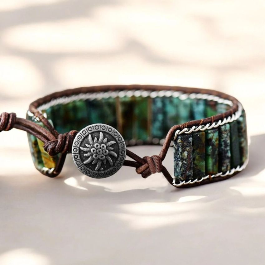 Oceanic Turquoise Cuff Bracelet – Handmade Adjustable Chakra Healing Jewelry