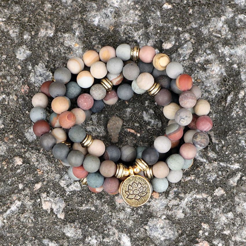 108 Bead Jasper Mala Bracelet – with Spiritual Charm