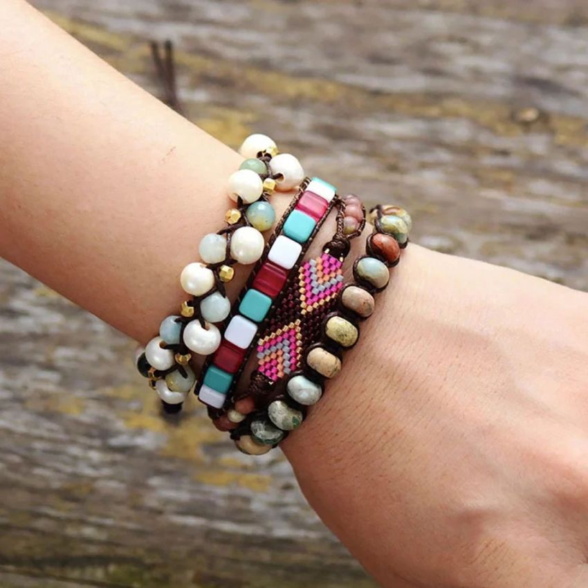 Freshwater Pearl & Amazonite Tree of Life Bracelet