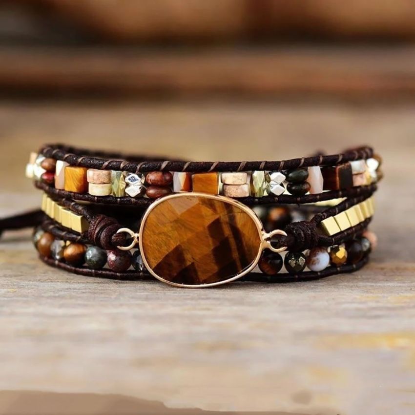 Tiger Eye Gemstone Wrap Bracelet