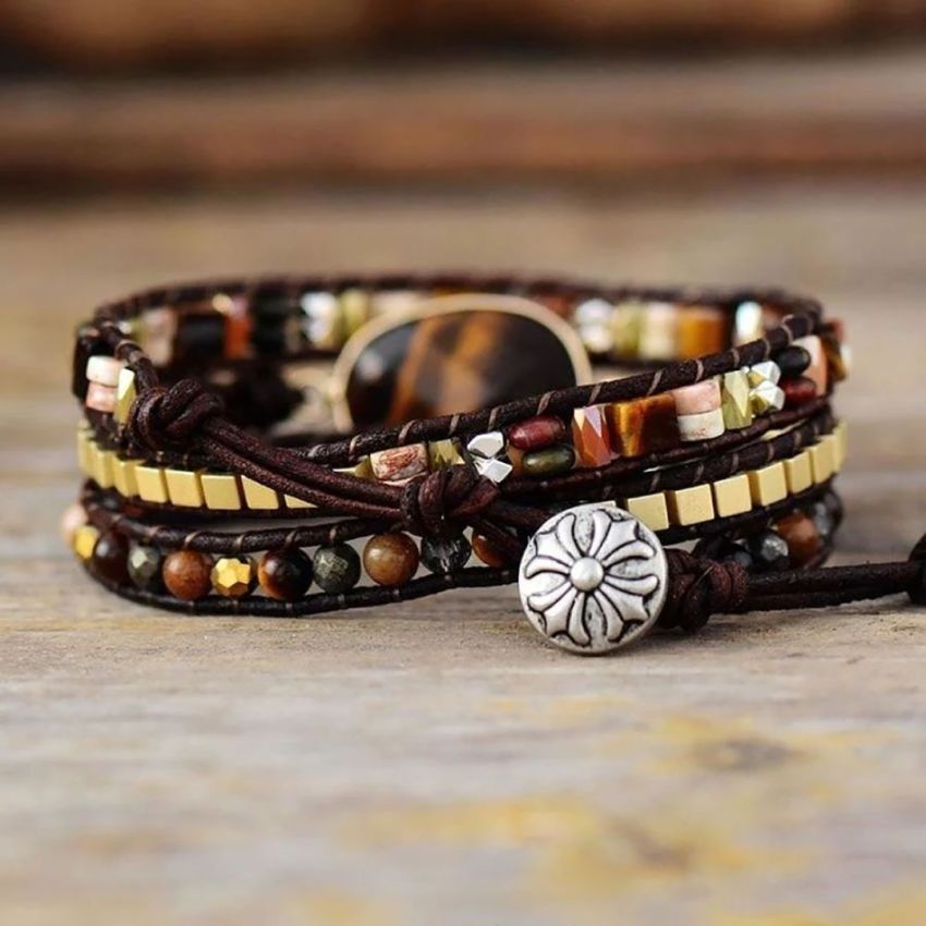 Tiger Eye Gemstone Wrap Bracelet
