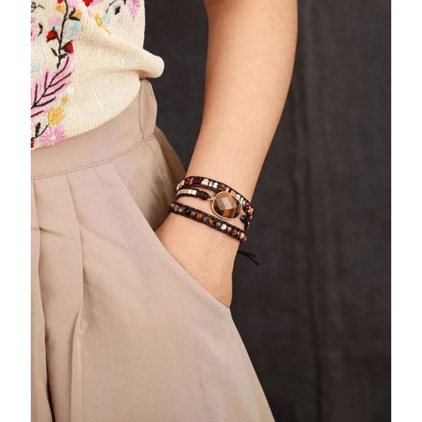 Tiger Eye Gemstone Wrap Bracelet