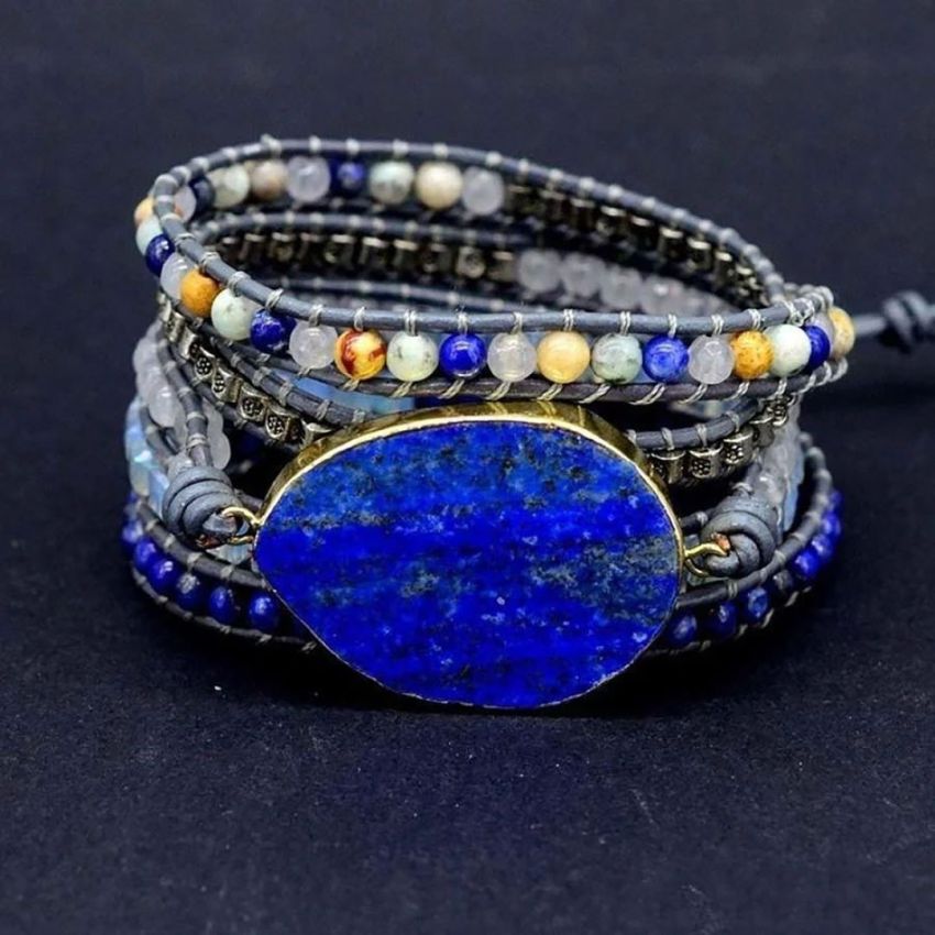 Lapis Lazuli & Jasper 5-Layer Healing Wrap Bracelet