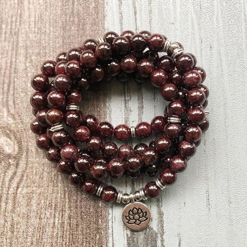 108 Garnet Mala Bracelet – Meditation, Balance & Strength
