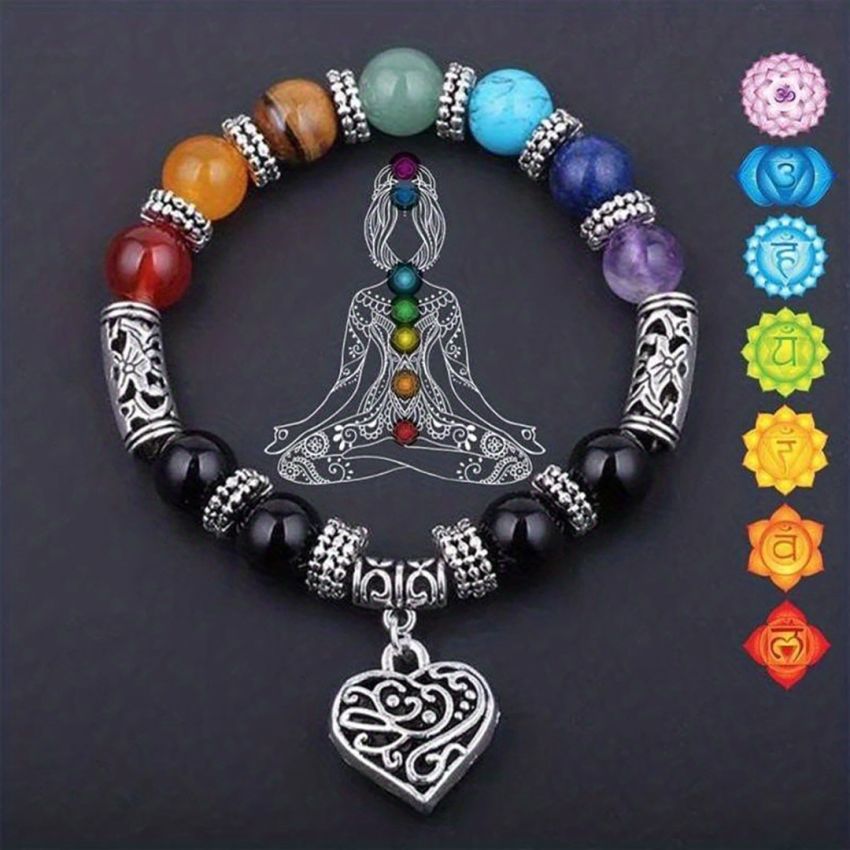 7 Chakra Healing Bracelet – Natural Stone Beads, Energy Balance & Meditation Jewelry