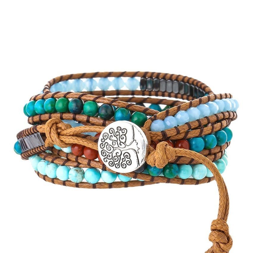 Handmade Jasper, Howlite & Hematite Wrap Bracelet – 5 Layer Healing Gemstone Jewelry