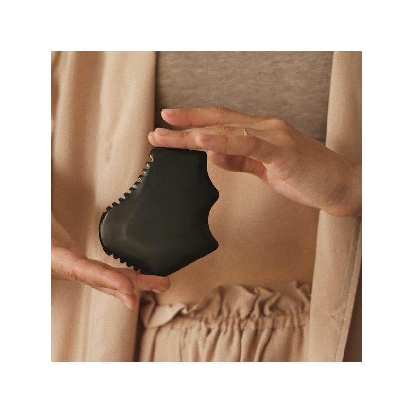 Authentic Black Bian Stone Gua Sha Tool | Face, Neck & Body Detox Massager