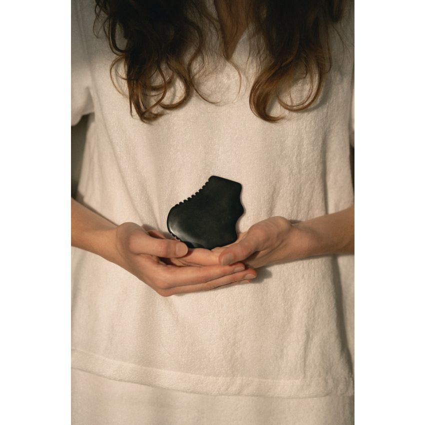 Authentic Black Bian Stone Gua Sha Tool | Face, Neck & Body Detox Massager