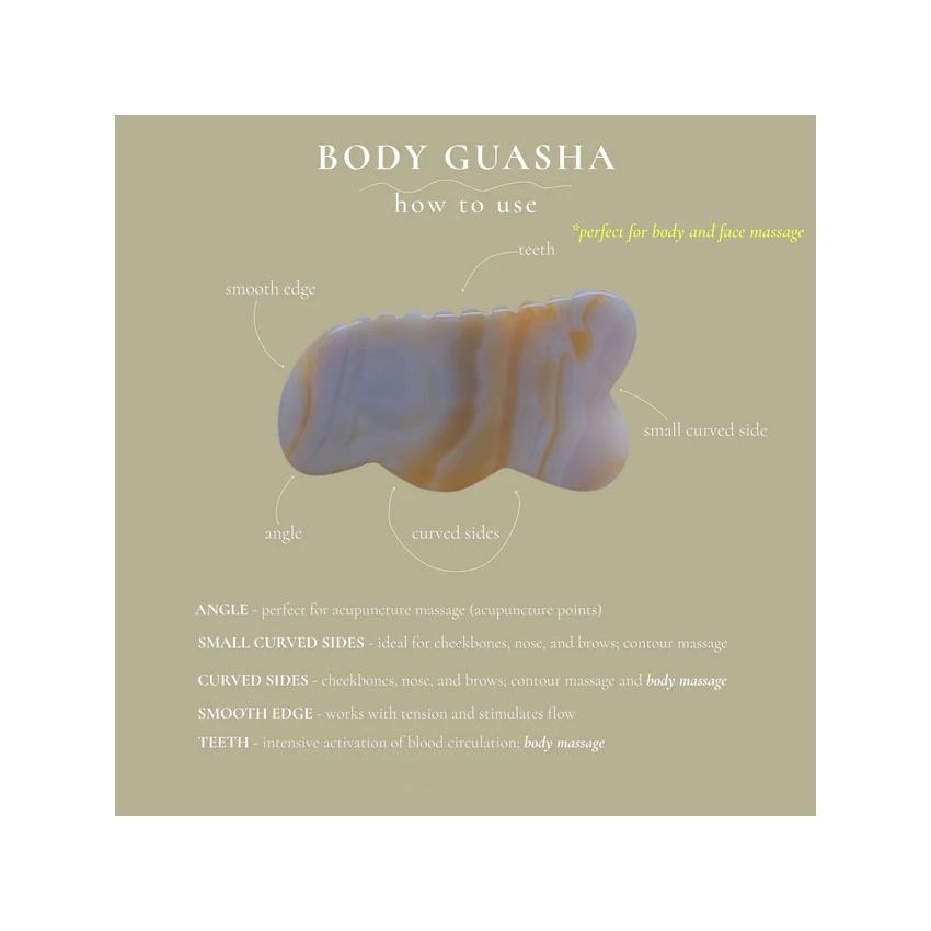 Natural Agate Body Gua Sha Stone | Detoxifying Massager for Muscle Relief & Contouring