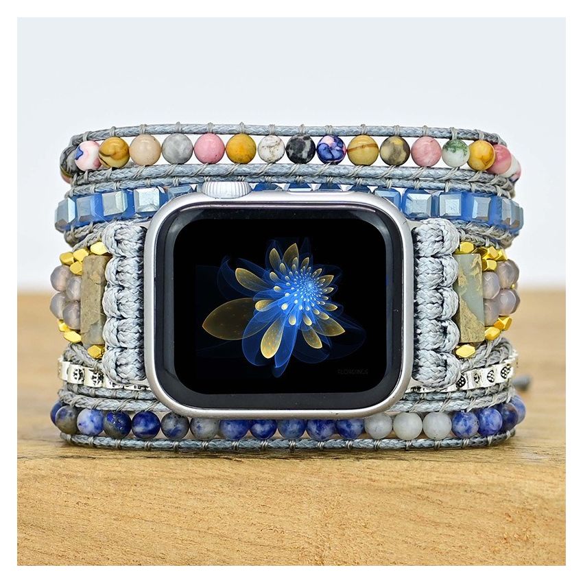 Bohemian Blue Dreams Apple Watch Band – Natural Blue Agate & Sodalite Handmade Strap
