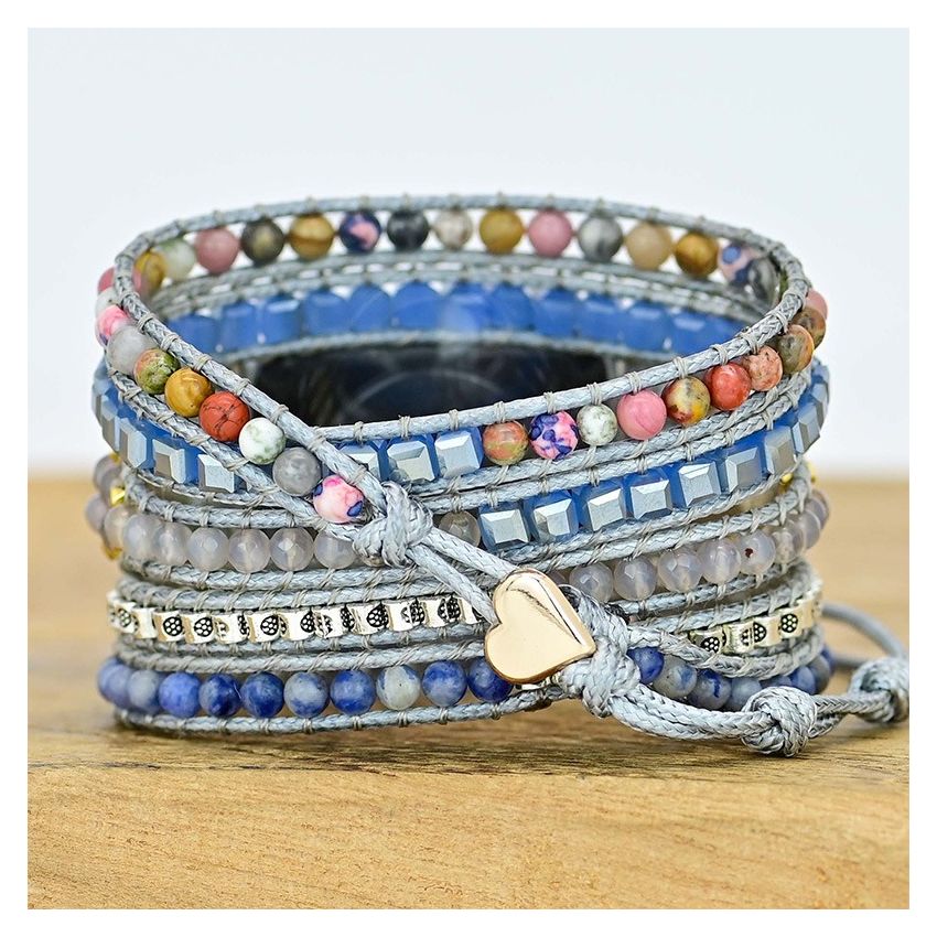 Bohemian Blue Dreams Apple Watch Band – Natural Blue Agate & Sodalite Handmade Strap