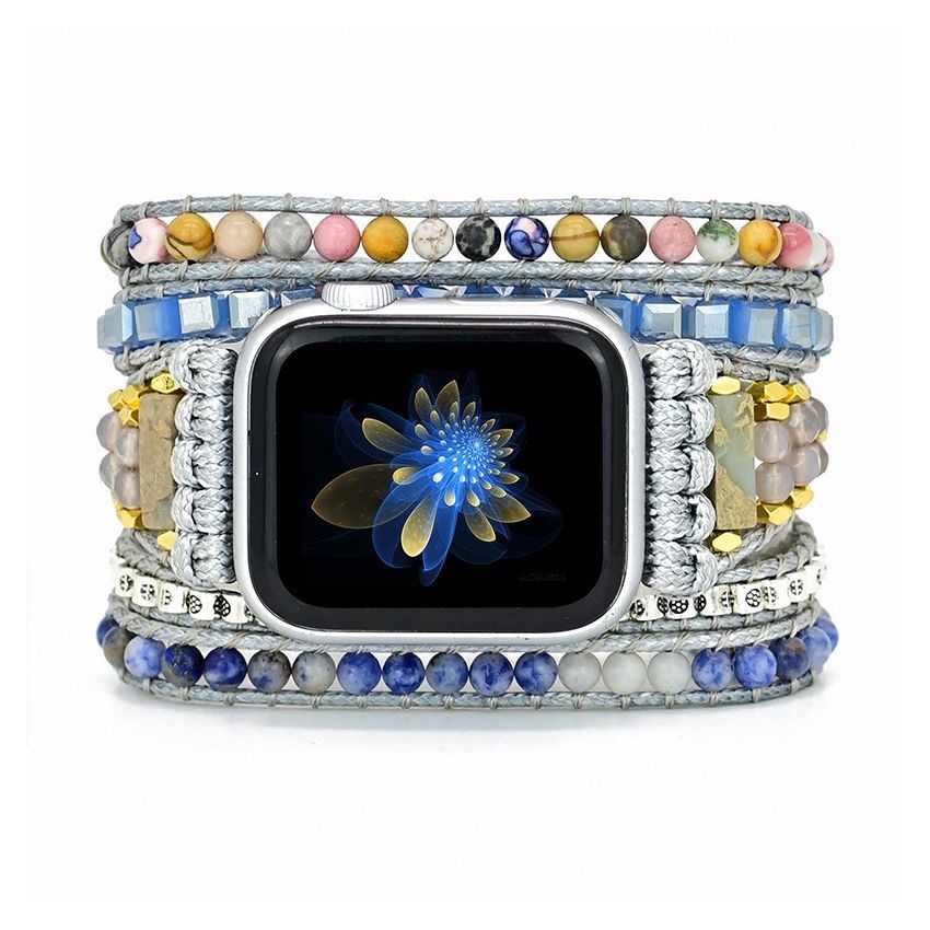 Bohemian Blue Dreams Apple Watch Band – Natural Blue Agate & Sodalite Handmade Strap