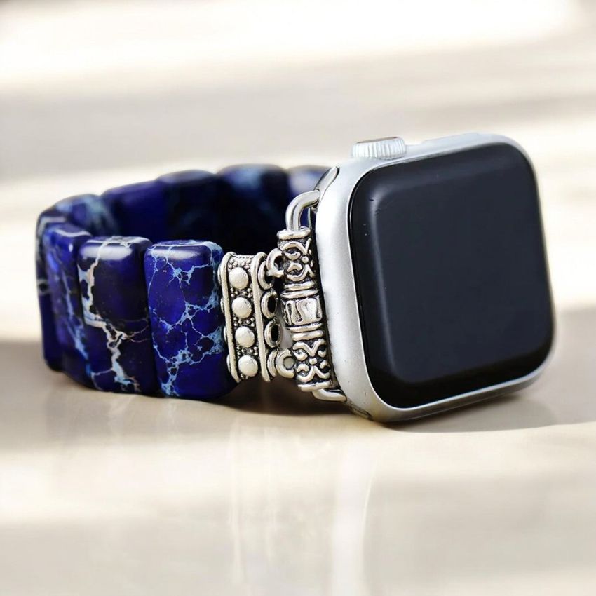 Dark Navy Tibetan Jasper Stretch Apple Watch Strap