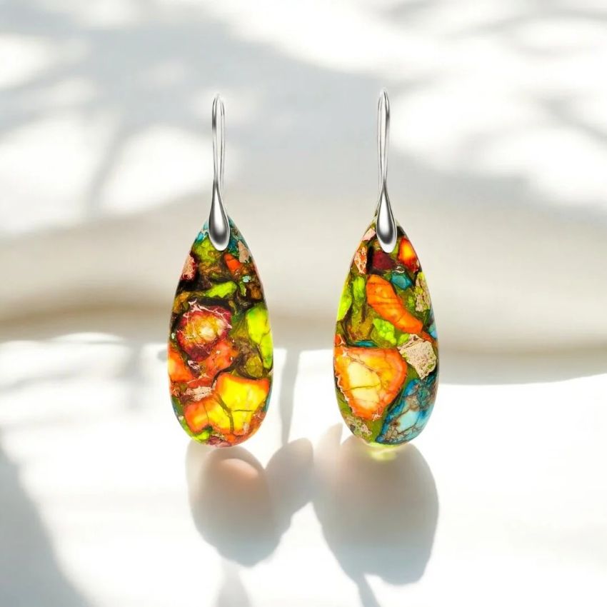 Intense Jasper Teardrop Earrings