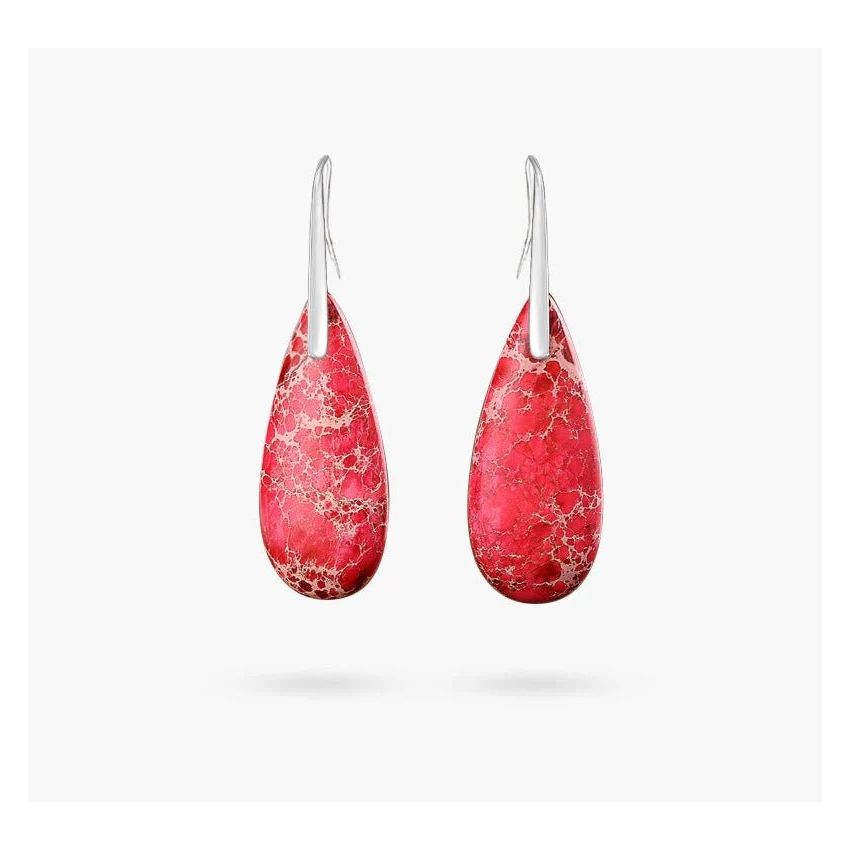 Red Imperial Jasper Teardrop Earrings