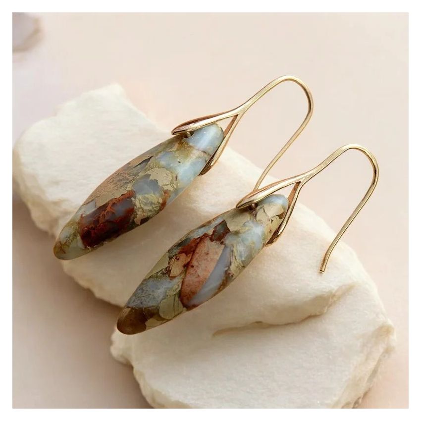 Terra Hues Leaves Jasper Earrings