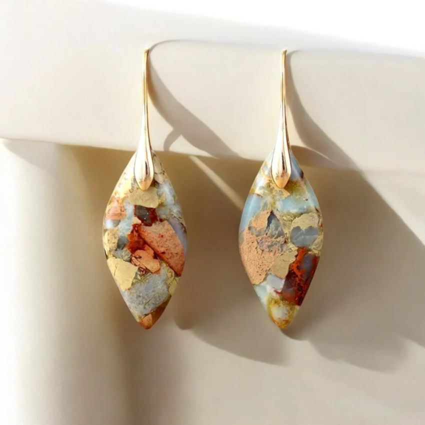 Terra Hues Leaves Jasper Earrings