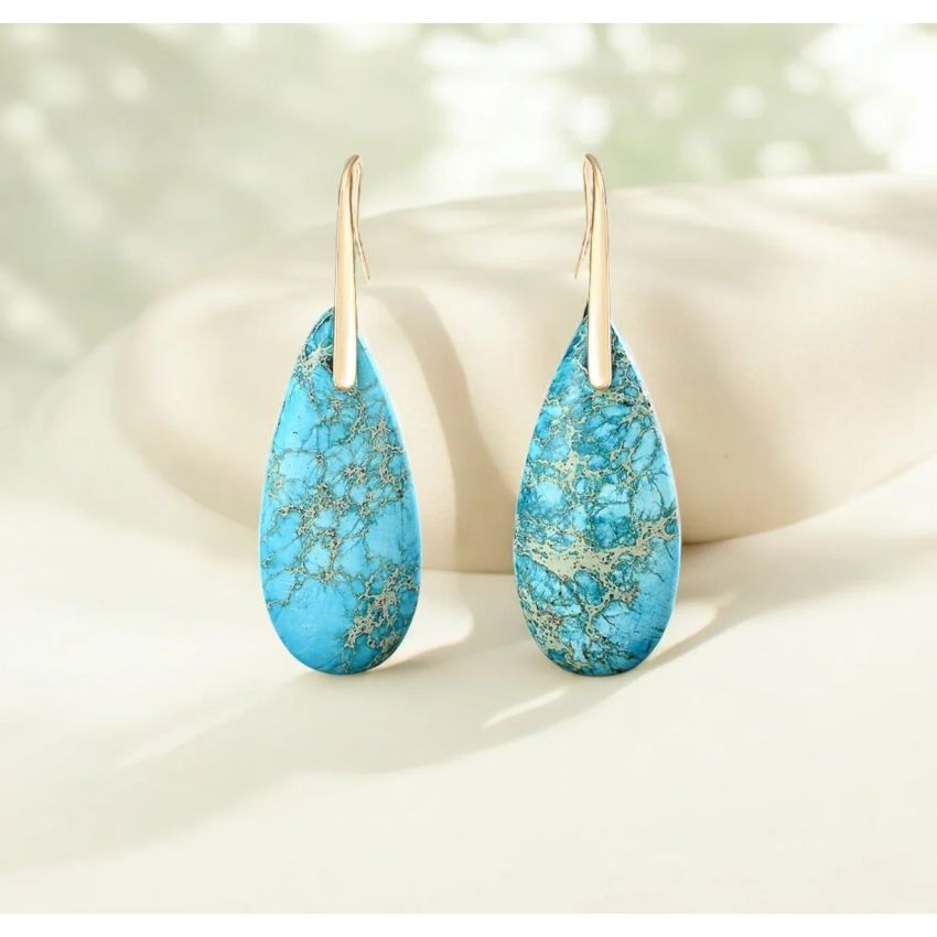 Turquoise Jasper Protection Drop Earrings