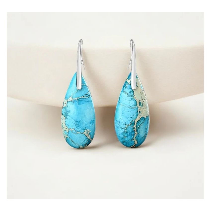 Turquoise Jasper Protection Drop Earrings