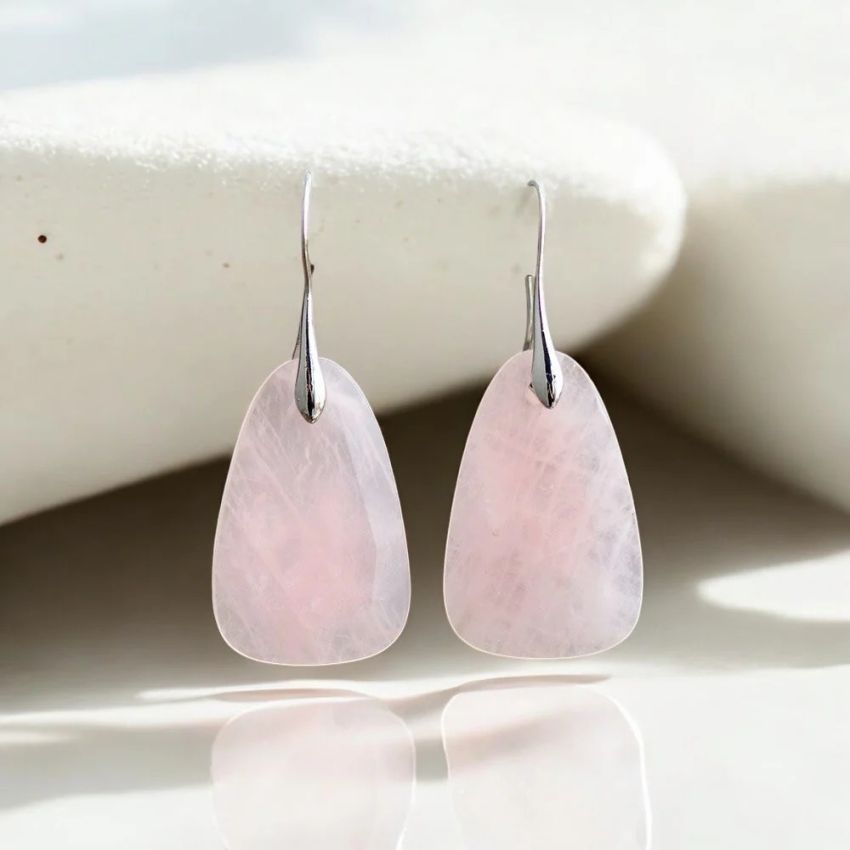 Rose Quartz Protection Drop Earrings