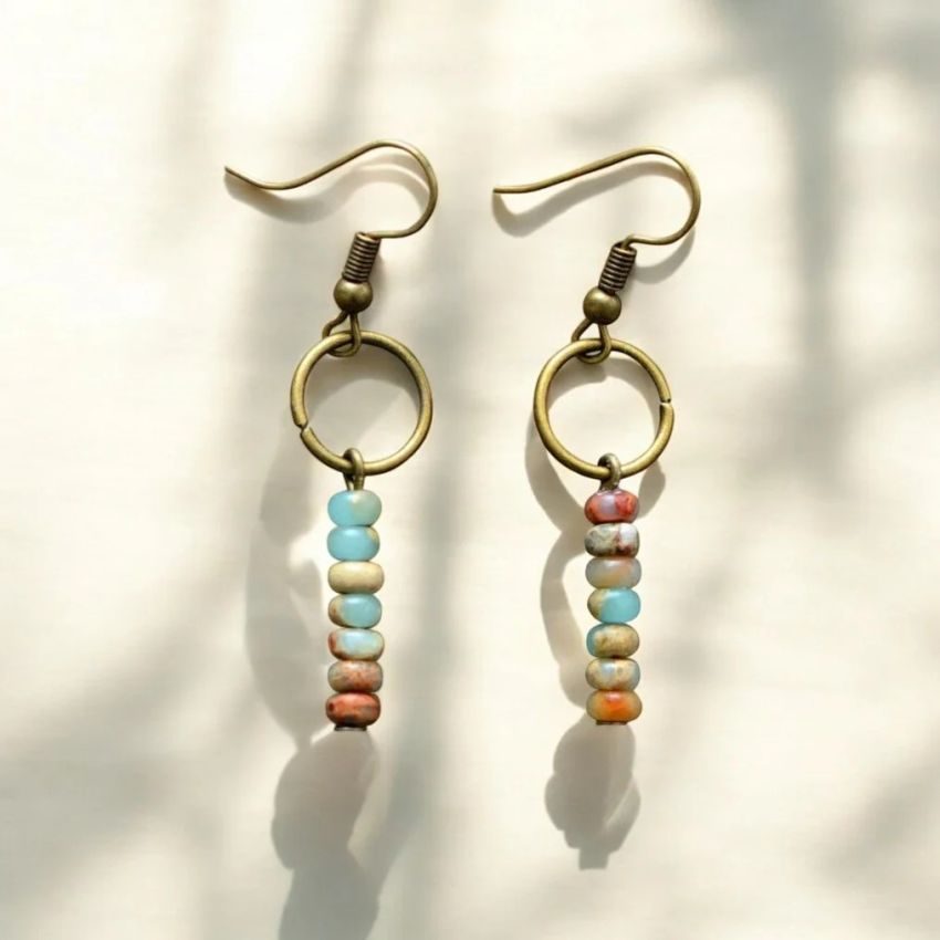 Natural Stone Jasper Earrings
