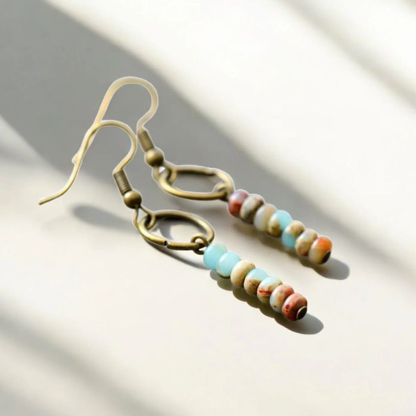 Natural Stone Jasper Earrings