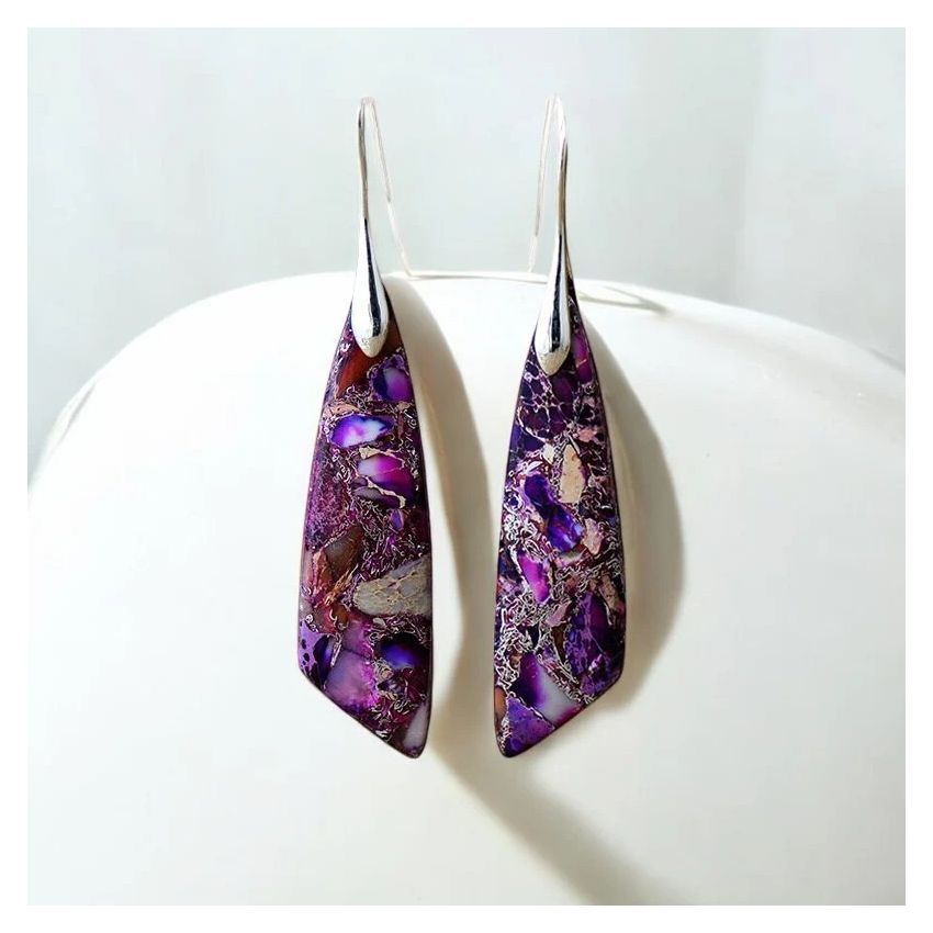 Purple Jasper Hook Earrings