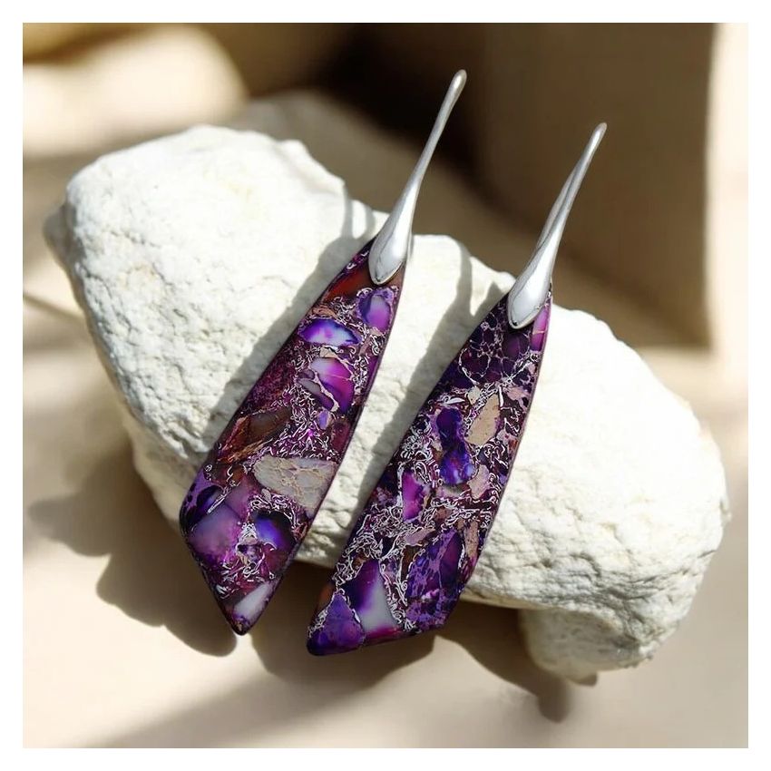 Purple Jasper Hook Earrings